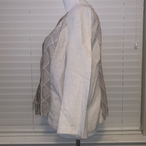 Chico’s Embellished Linen Jacket - Picture 2 of 7